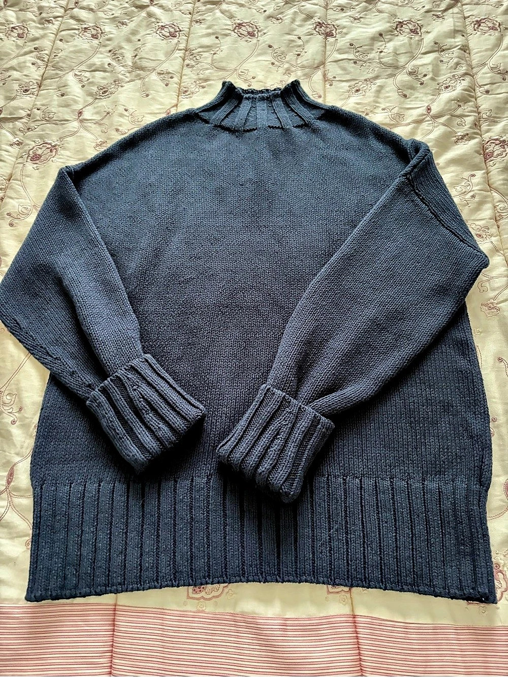 Banana Republic Oversized Chunky Cotton Tunic Sweater Blue Small